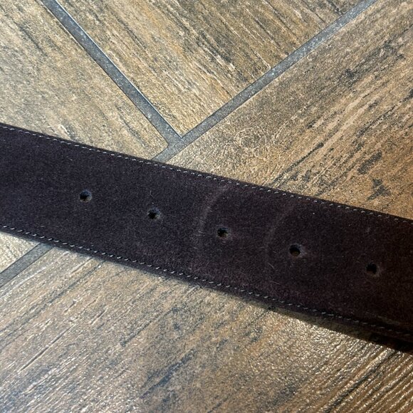 Ralph Lauren Made in Italy Brown Suede Leather Gold Metal Detail Belt Size Large - Picture 4 of 8
